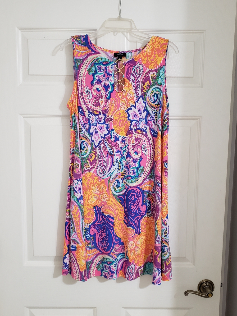 MSK Multicolor Paisley Tank Dress in Pink, Purple, Yellow, Blue